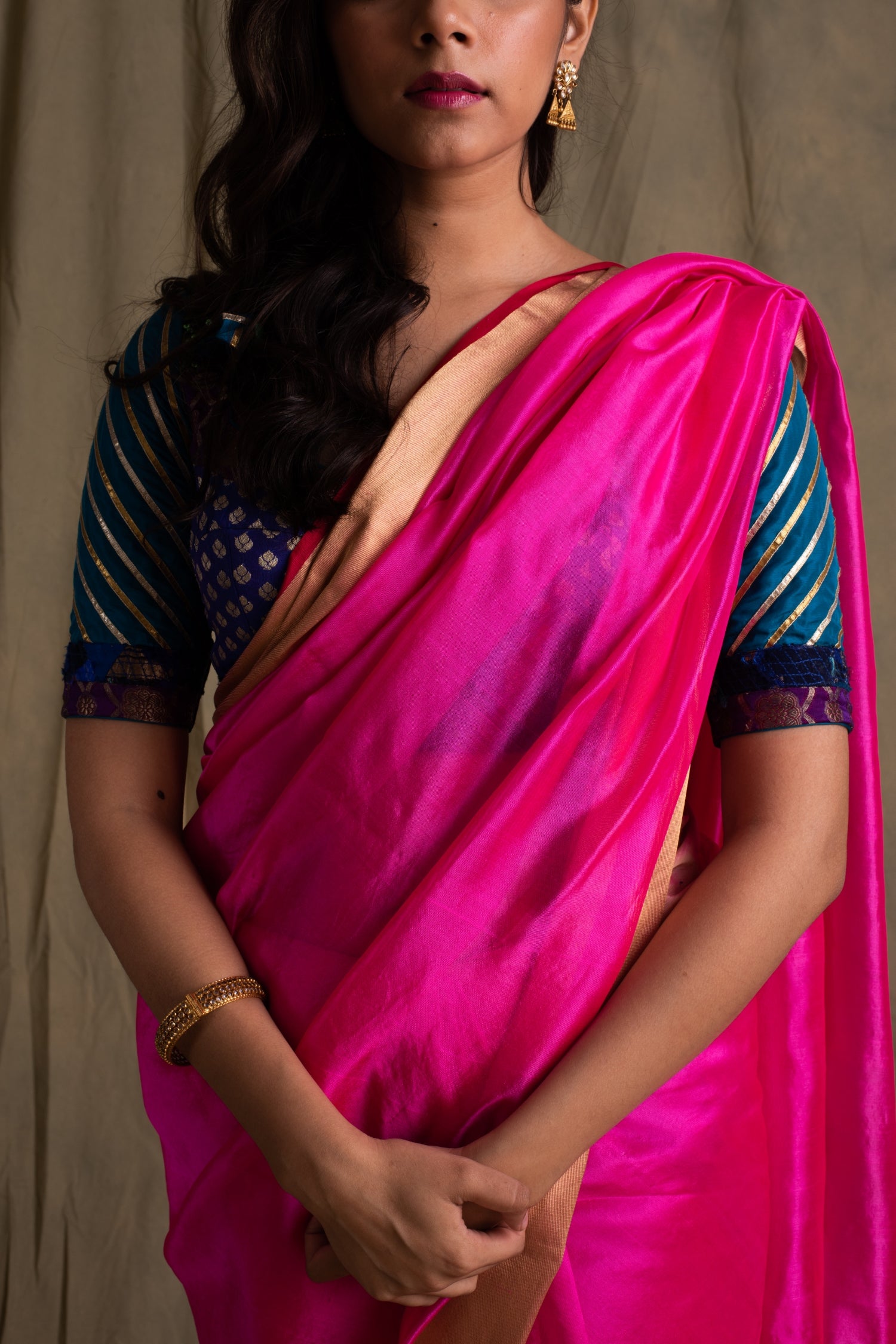 Lopa- Pink Silk Chanderi Saree