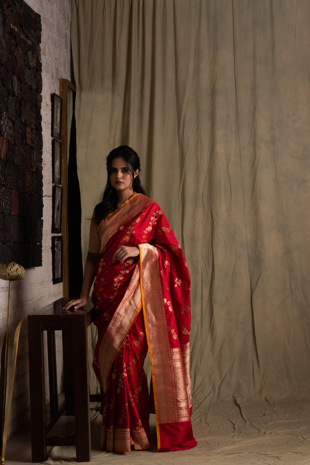 Deepal- Red Silk Brocade Banarasi Saree