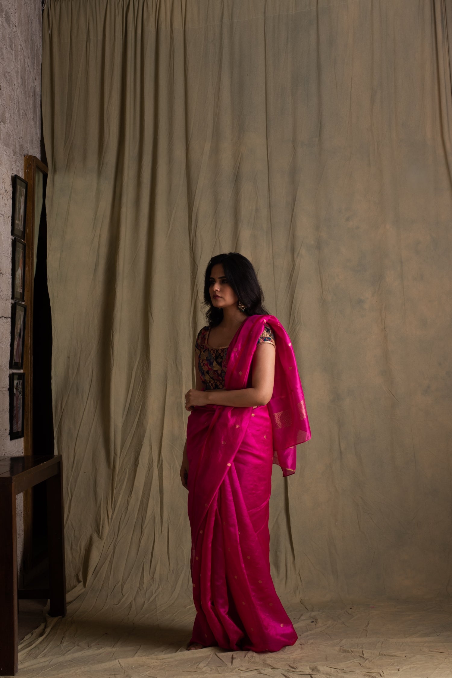 Triya- Pink Silk Chanderi Saree