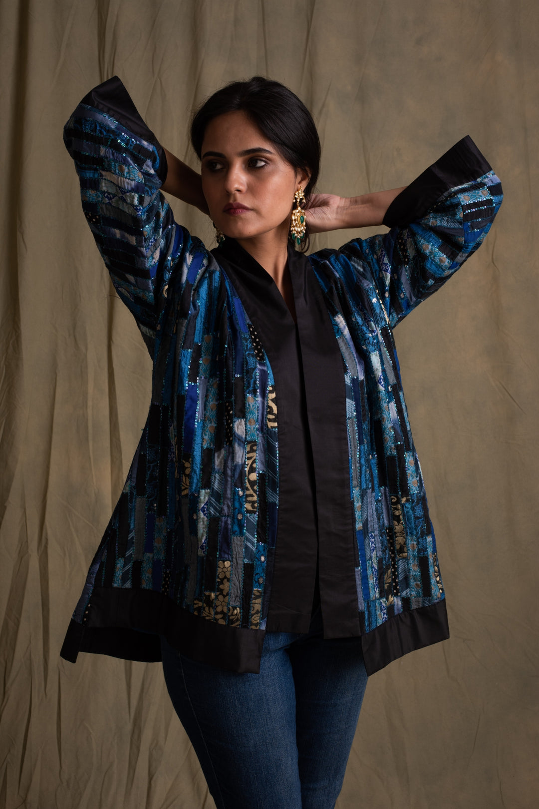 Idika- Blue Upcycled Patchwork Jacket