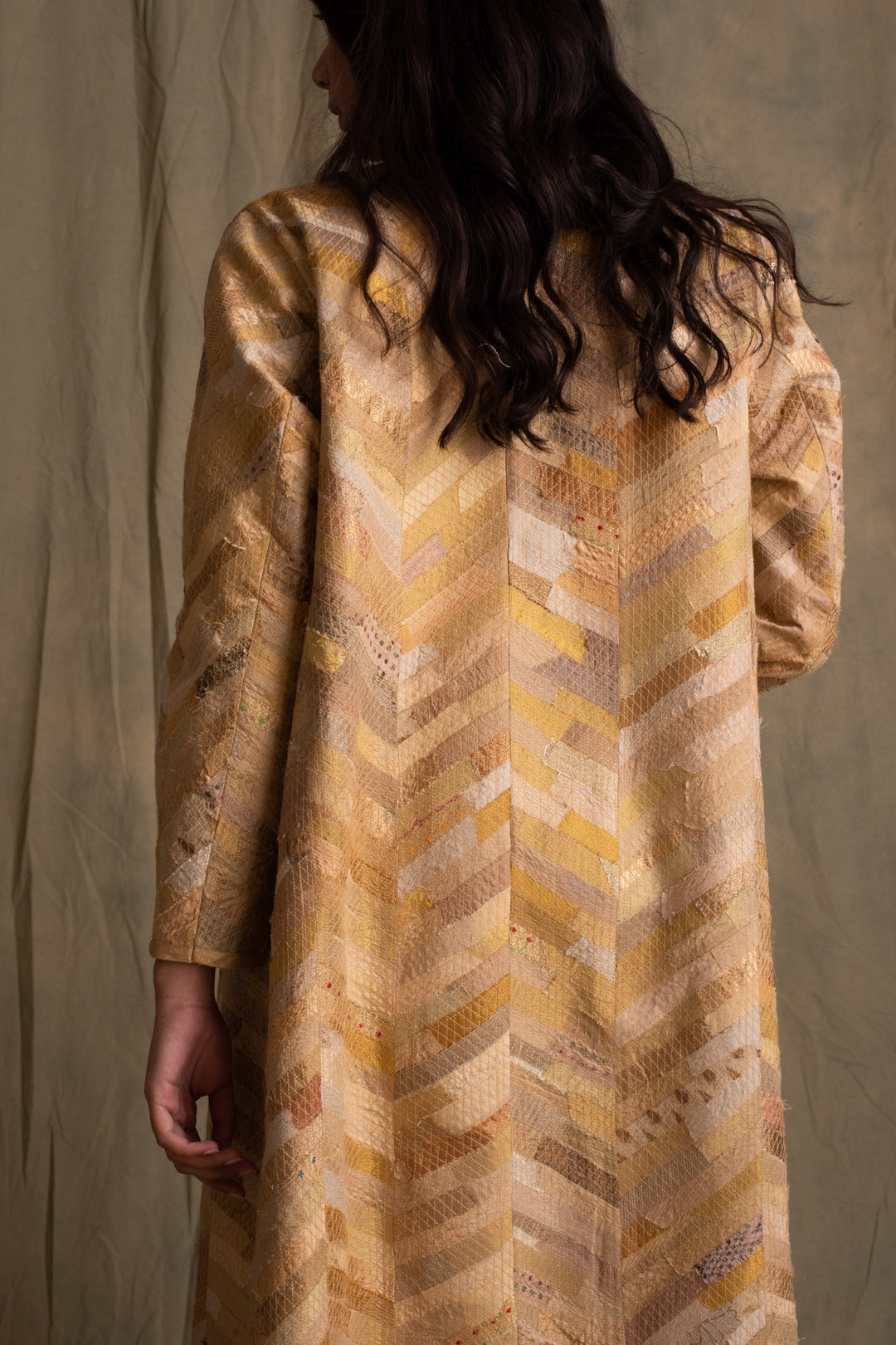 Geetika- Beige Upcycled Patchwork Jacket