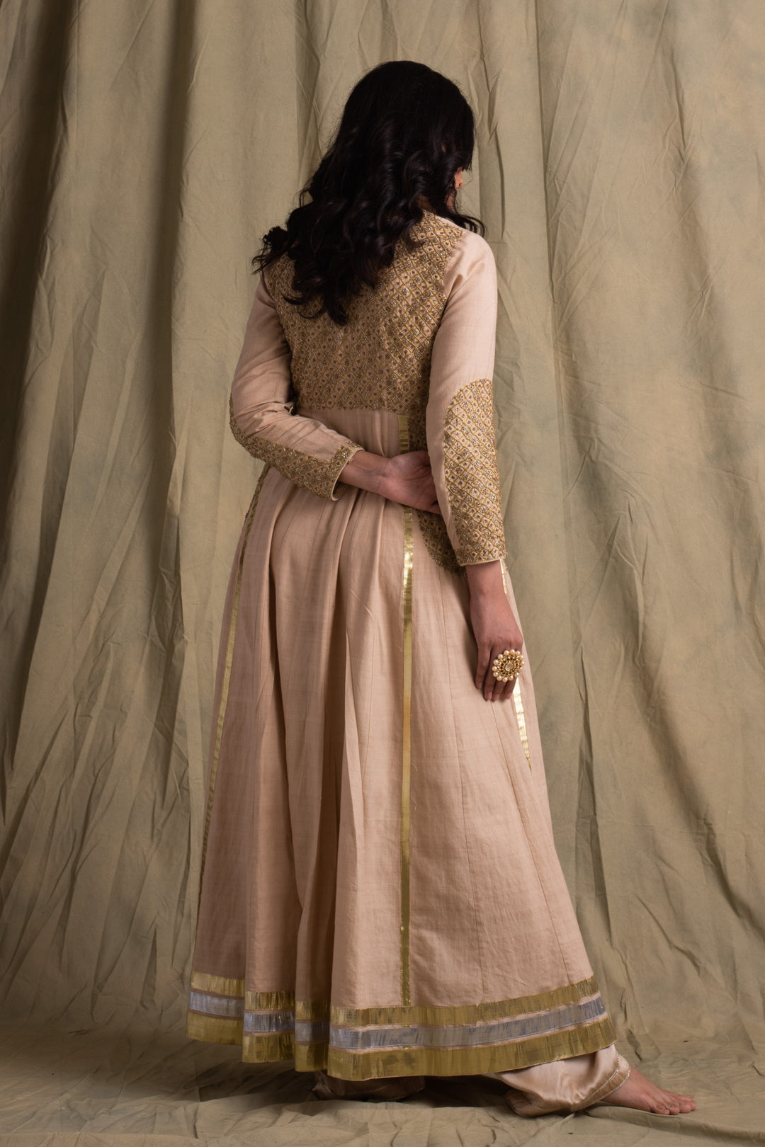 Ratnam - Beige Khadi Kurta with Palazzo