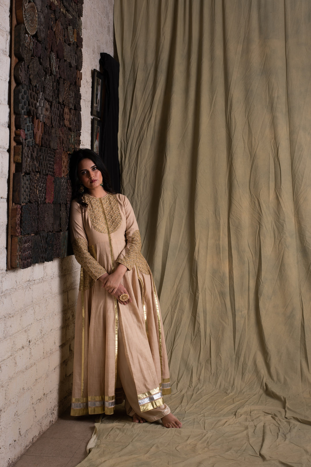 Ratnam - Beige Khadi Kurta with Palazzo