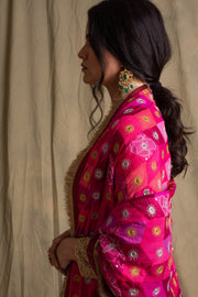 Gulaabee- Pink  Upcycled Patchwork Dupatta