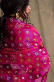 Gulaabee- Pink  Upcycled Patchwork Dupatta