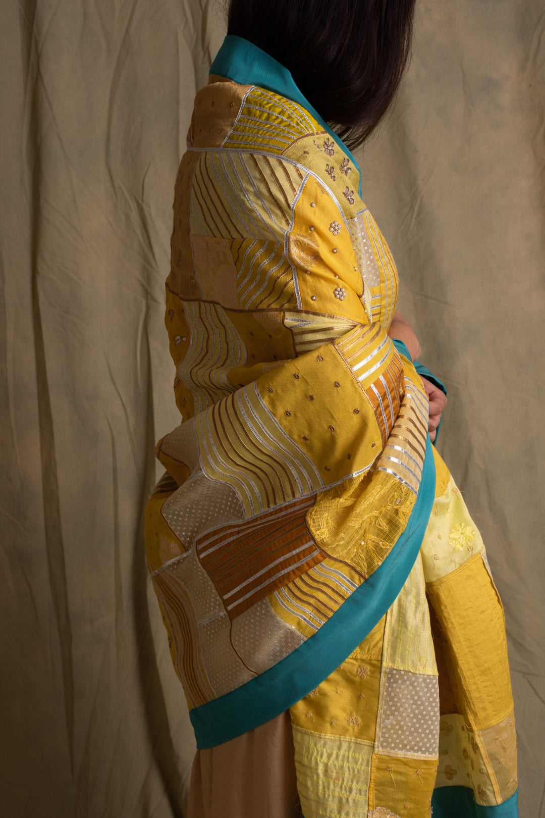 Alar- Yellow Upcycled Patchwork Dupatta