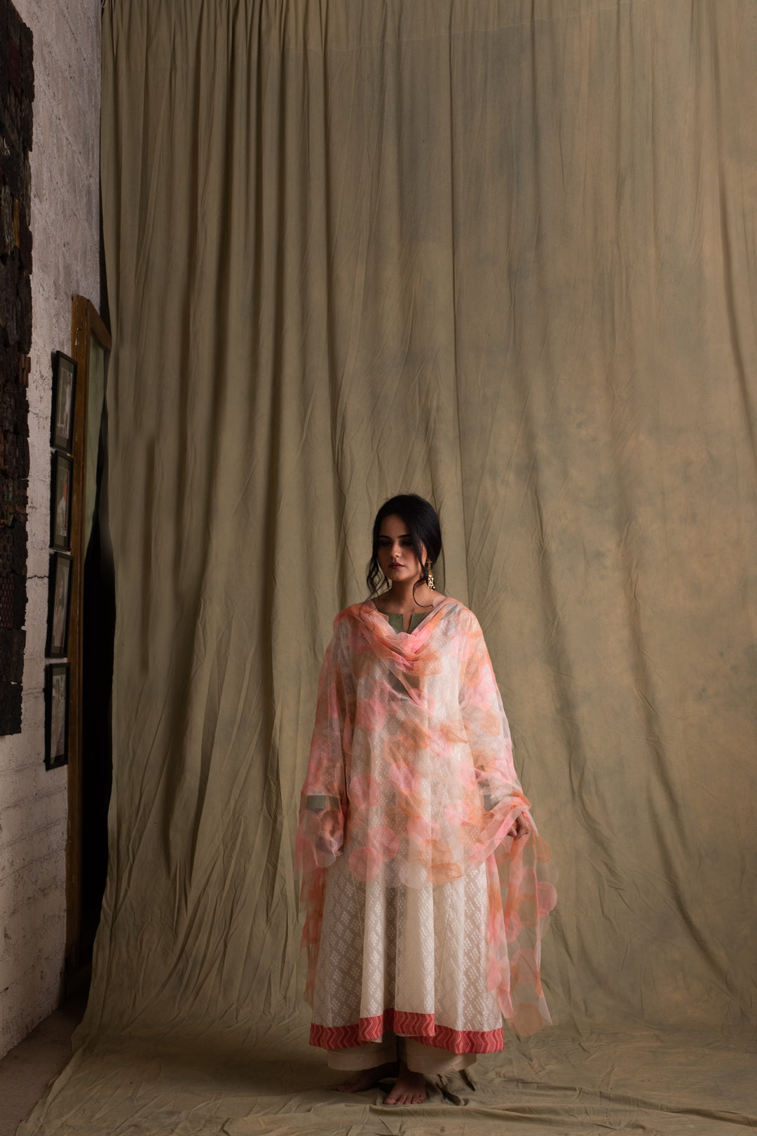 Ekiya- Pink Tulle Upcycled Patchwork Dupatta