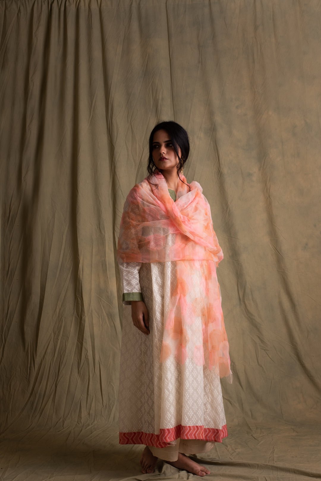 Ekiya- Pink Tulle Upcycled Patchwork Dupatta