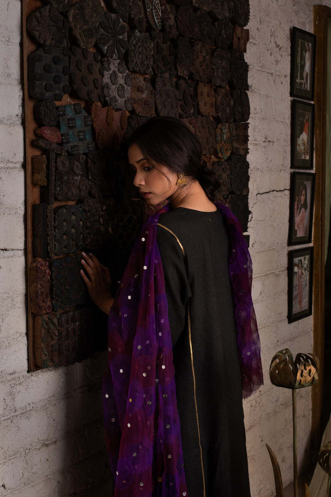 Aanya - Black Khadi Cotton Kurta with Palazzo