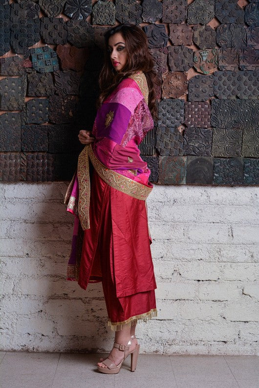 Ishya- Pink Upcycled Patchwork Dupatta