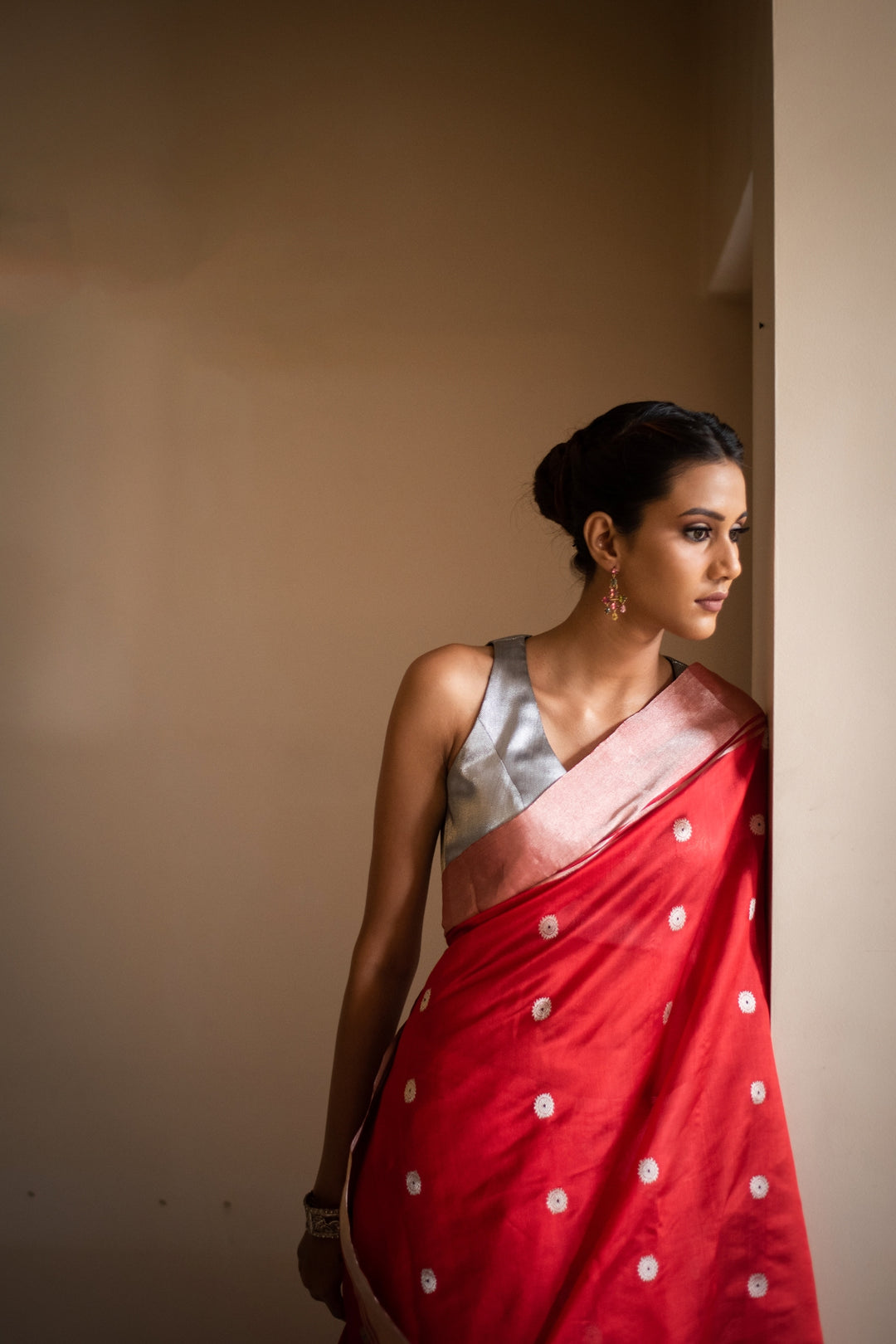 AMAYA- Red Silk Chanderi Saree