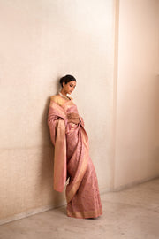 PRIYAN- Pink Silk Brocade Tissue Banarasi Tanchoi Saree