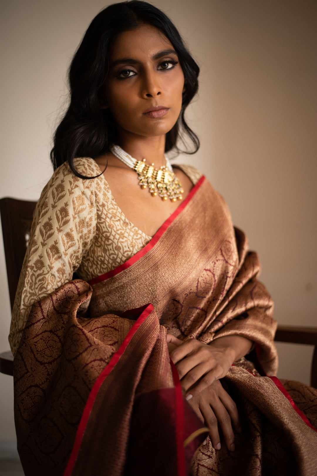 SMITAL- Burgundy Silk Brocade Banarasi Saree