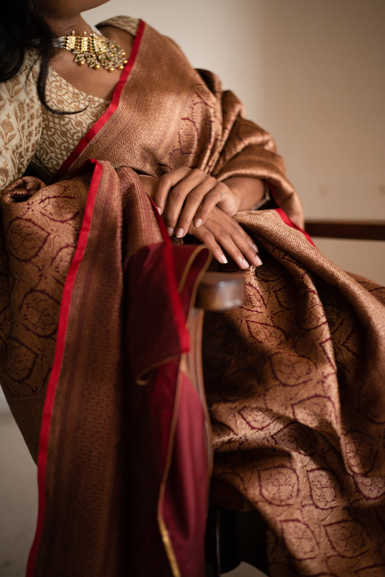 SMITAL- Burgundy Silk Brocade Banarasi Saree