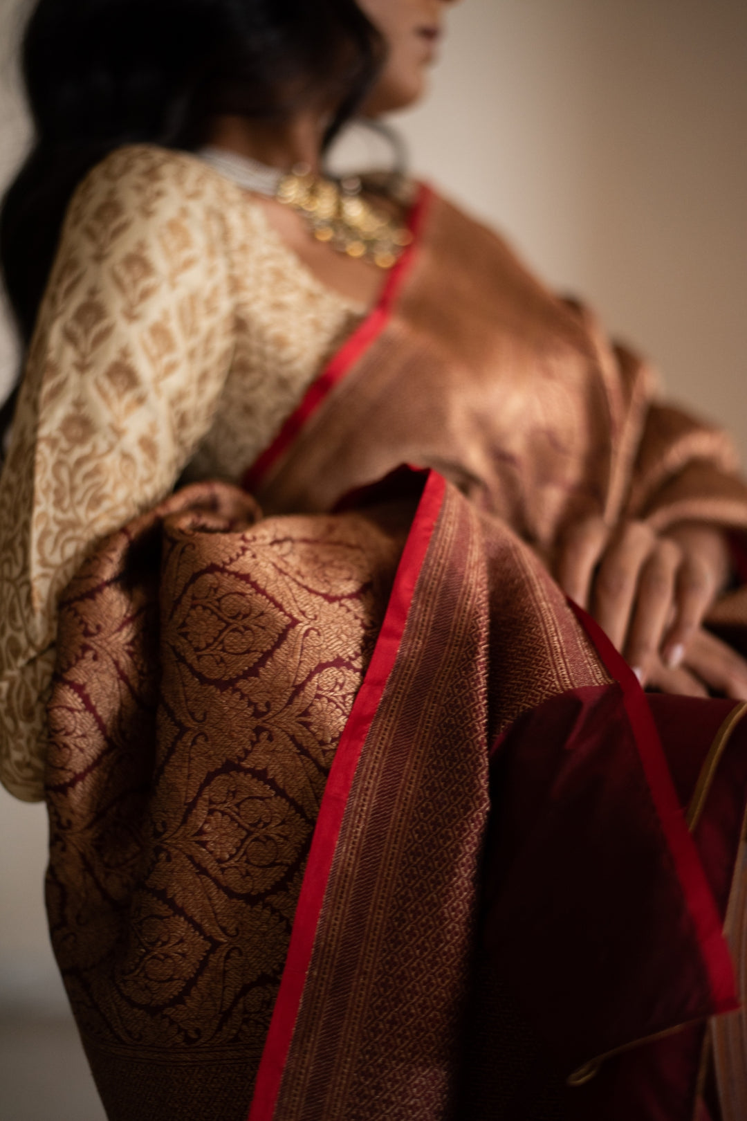 SMITAL- Burgundy Silk Brocade Banarasi Saree