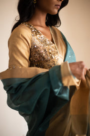 LOPA (TEAL)- Teal Silk Chanderi Saree