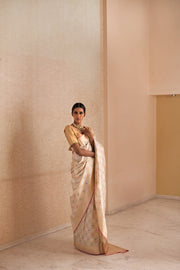 SARAI- Ivory Silk Brocade Banarasi Saree