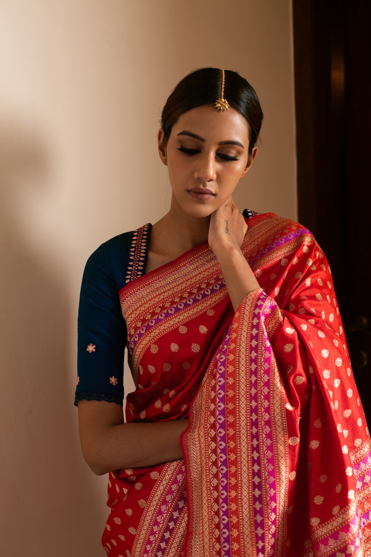 TANIKA- Red Silk Brocade Banarasi Saree