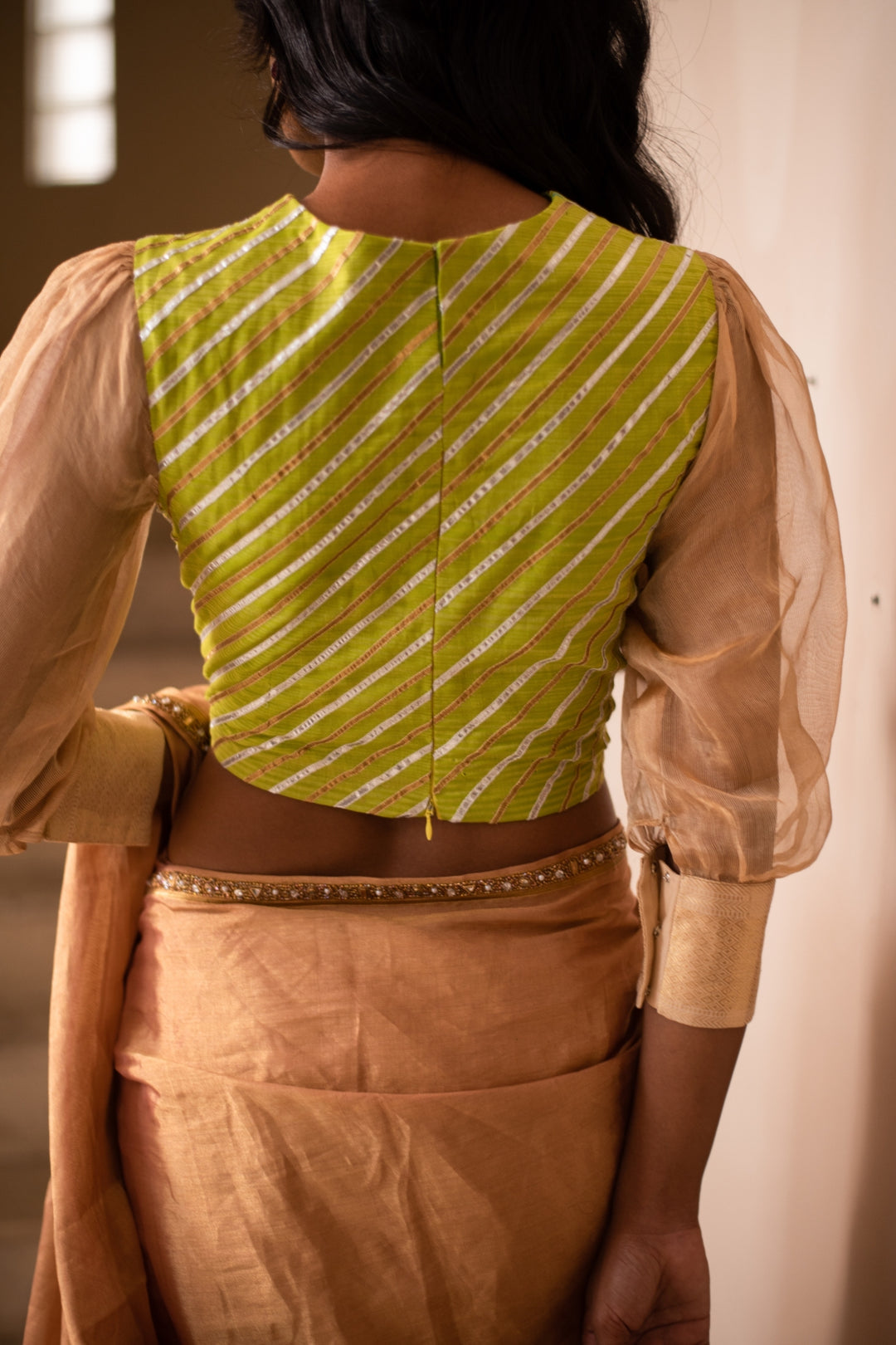 Chinayi- Green Chanderi Upcycled Blouse