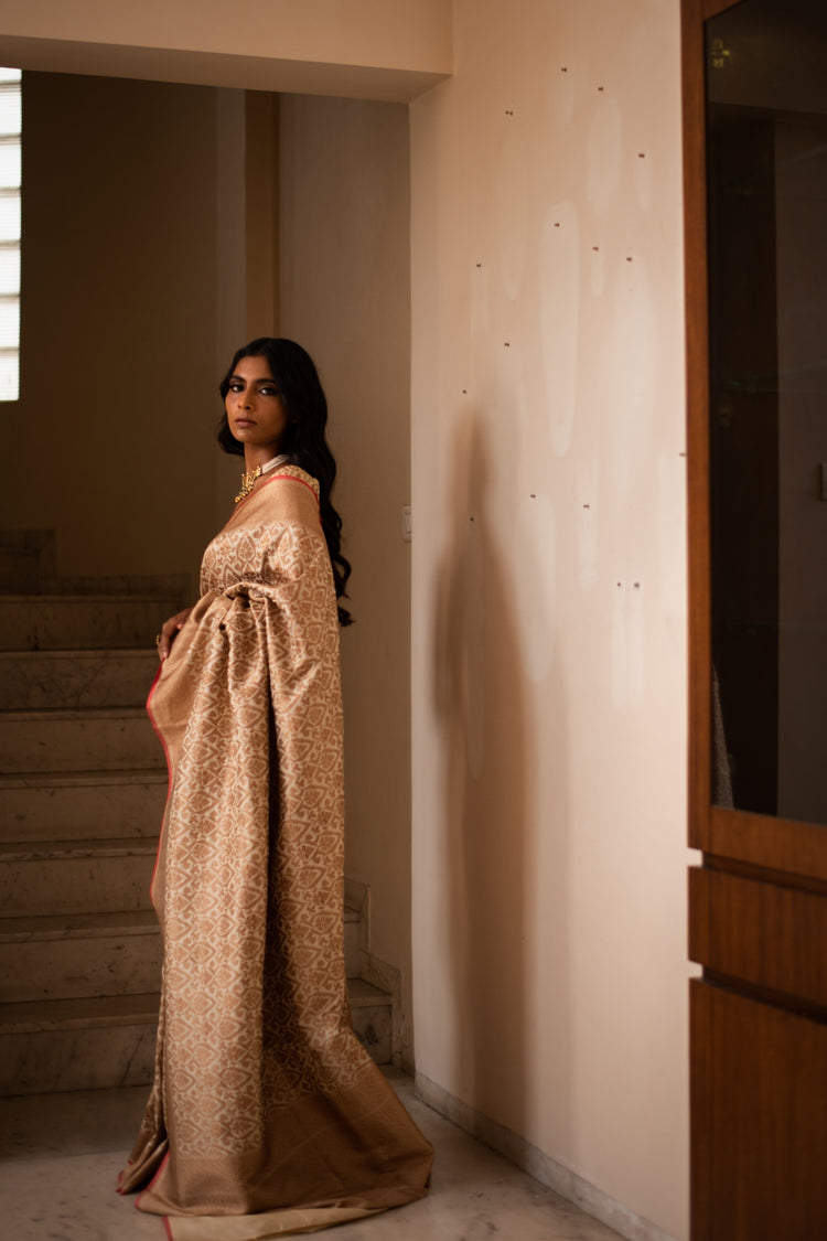 SILA- Ivory Silk Brocade Banarasi Saree