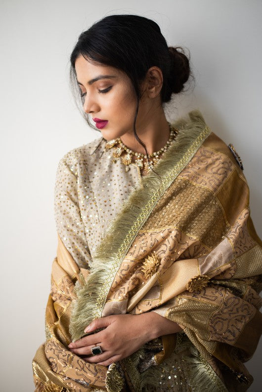 Rasa- Gold Silk Chanderi Lehenga