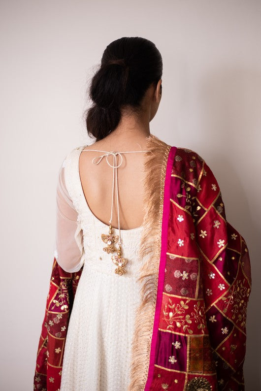 Artha- Burgundy Upcycled Patchwork Dupatta