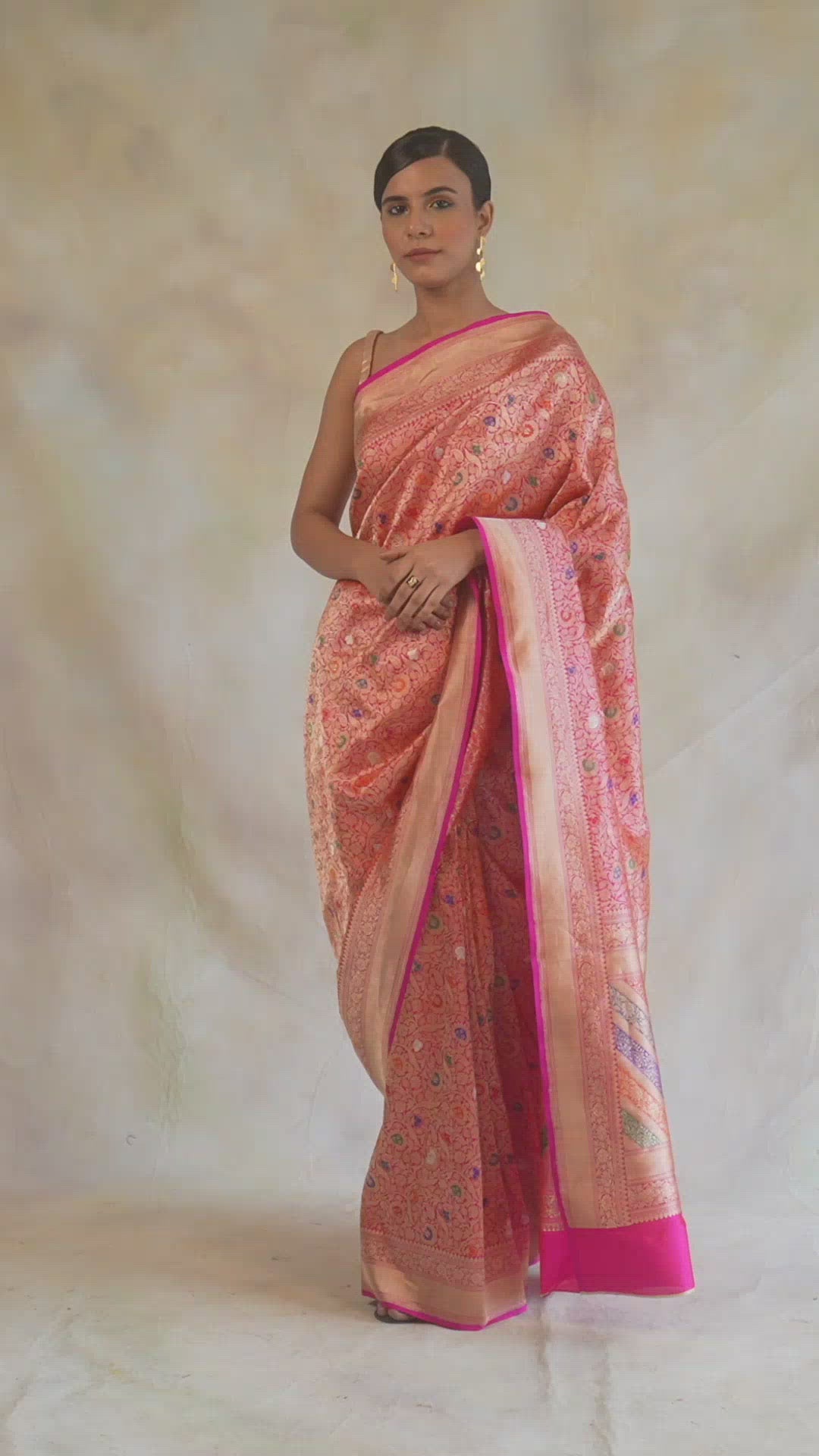 Sadabahaar- Pink Silk Brocade Banarasi Saree