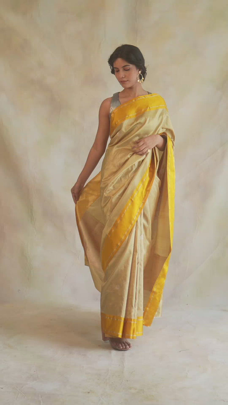 Amaltas- Yellow Silk Brocade Banarasi Saree