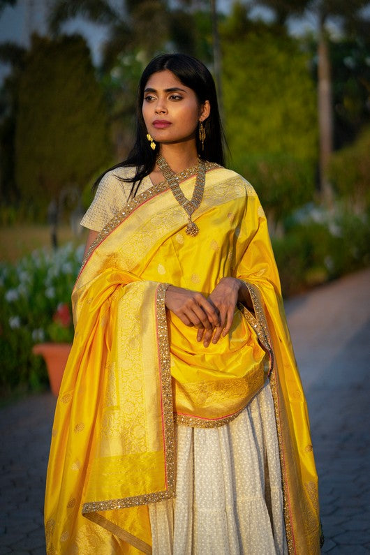 Suvarna- Yellow Silk Brocade Dupatta