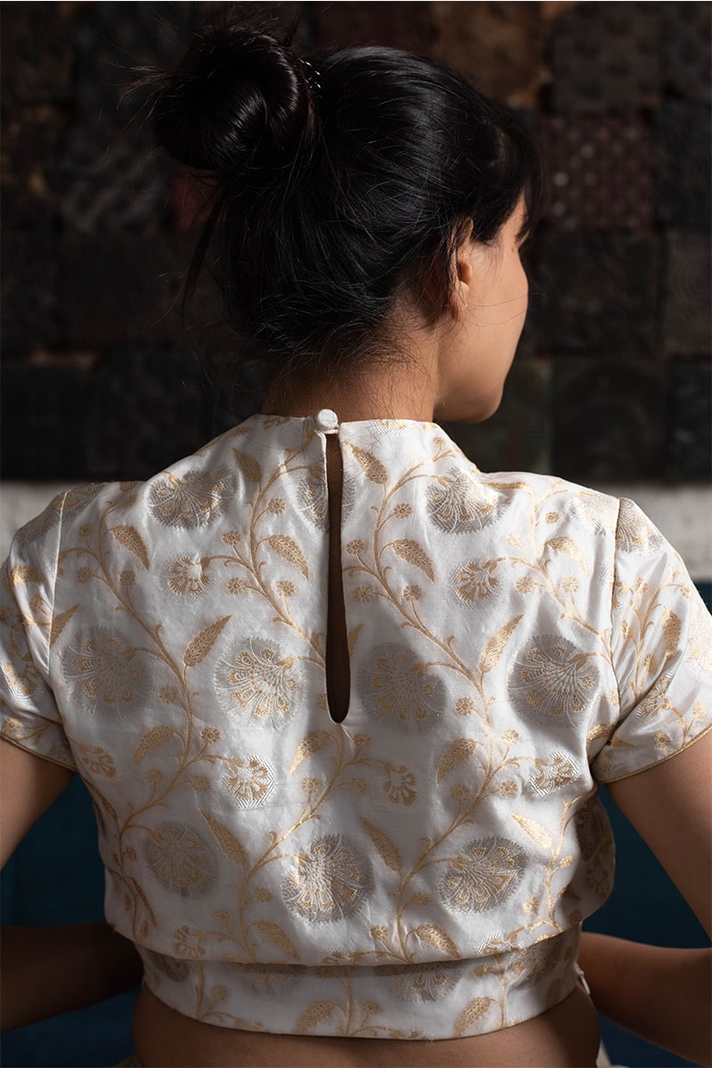 Zuri- Ivory Silk Brocade Blouse