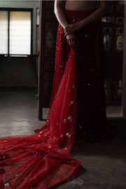 Aheli- Red Sequinned Hand-Embroidered Lehenga