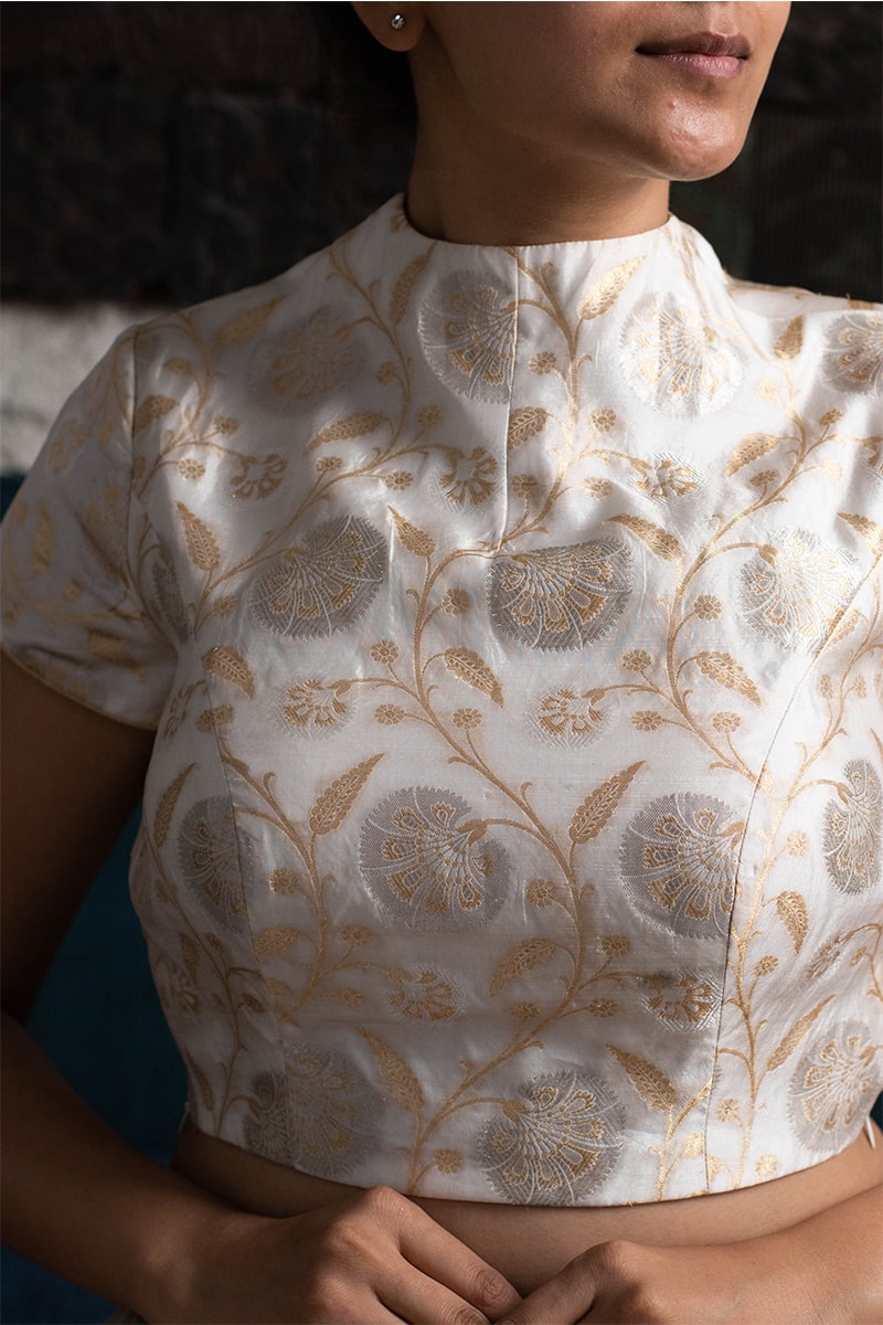 Zuri- Ivory Silk Brocade Blouse