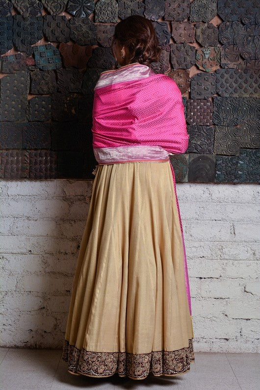 Rosa- Gold Silk Brocade Lehanga